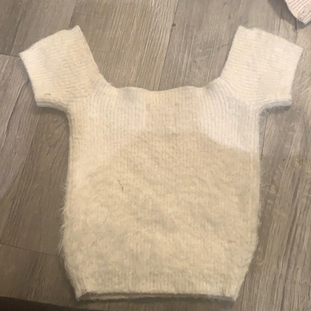 White furry crop top